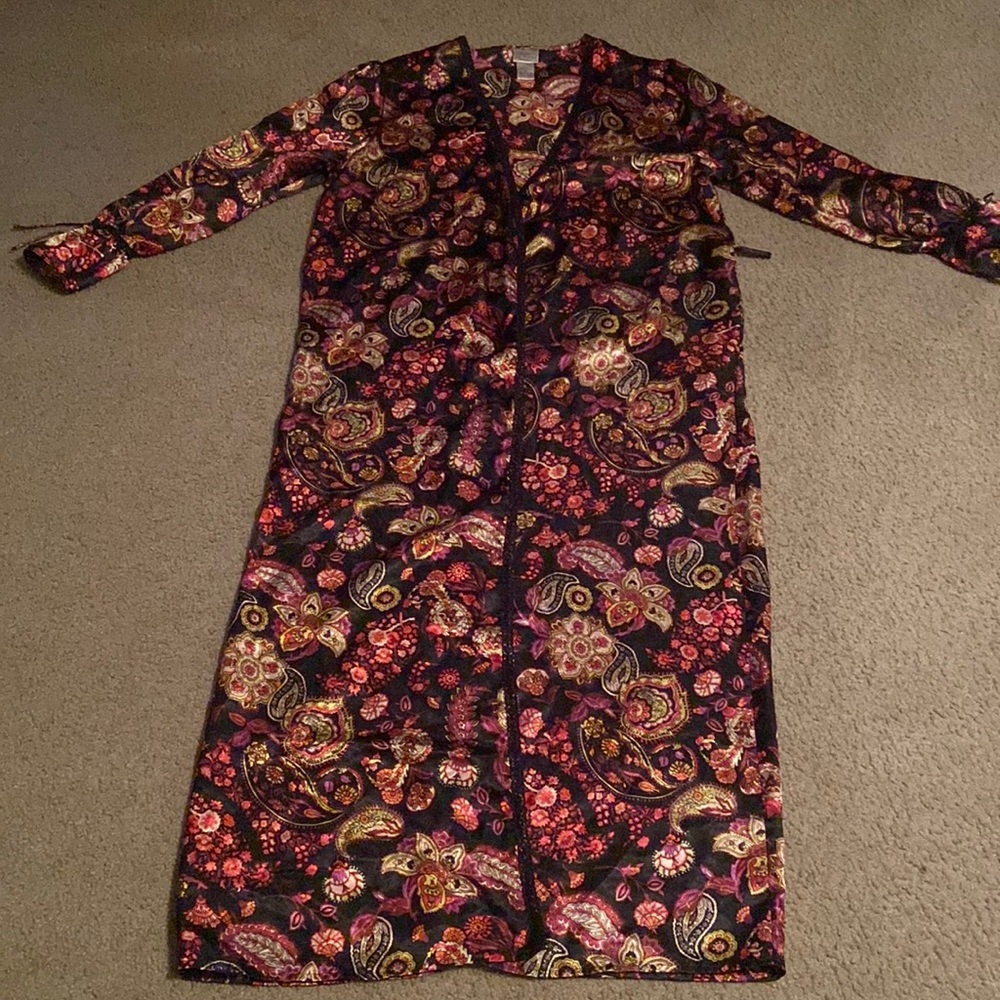 Black Floral Silky Robe